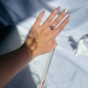 Garnet and Rhodolite Flower Ring In sterling silver